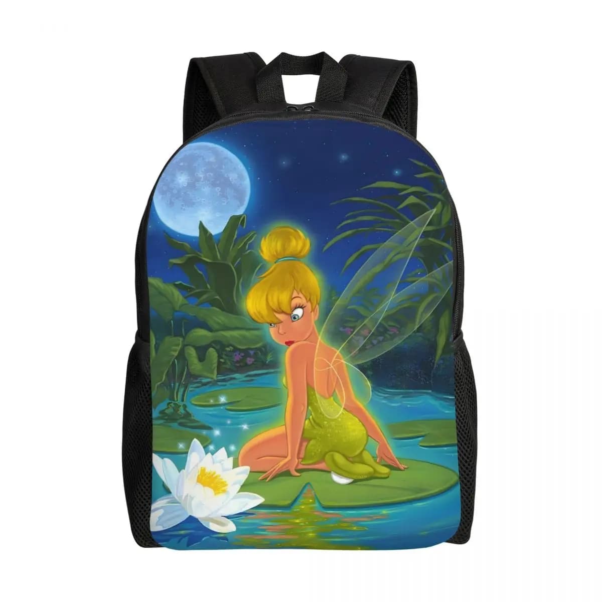 Zaino da viaggio personalizzato Peter Pan Y Tinker Bell Donna Uomo Scuola Computer Bookbag Borse per studenti universitari con foglie di loto
