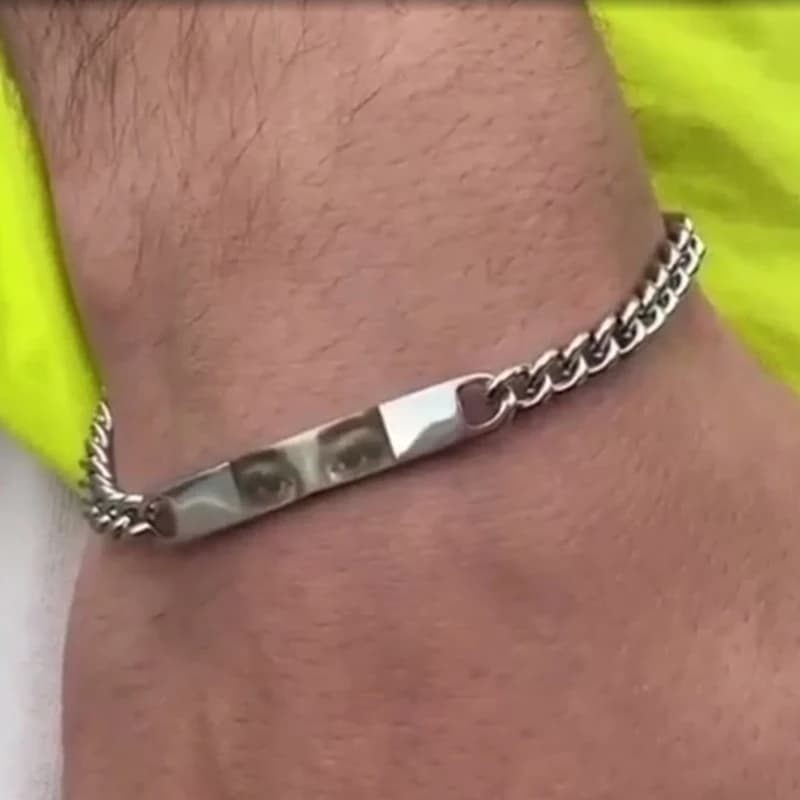 Treebud Bracelets with Photo Eyes Engraved Laser Custom Name Stainless Steel Custom Bracelet with Identification Plate Jewelry Gifts