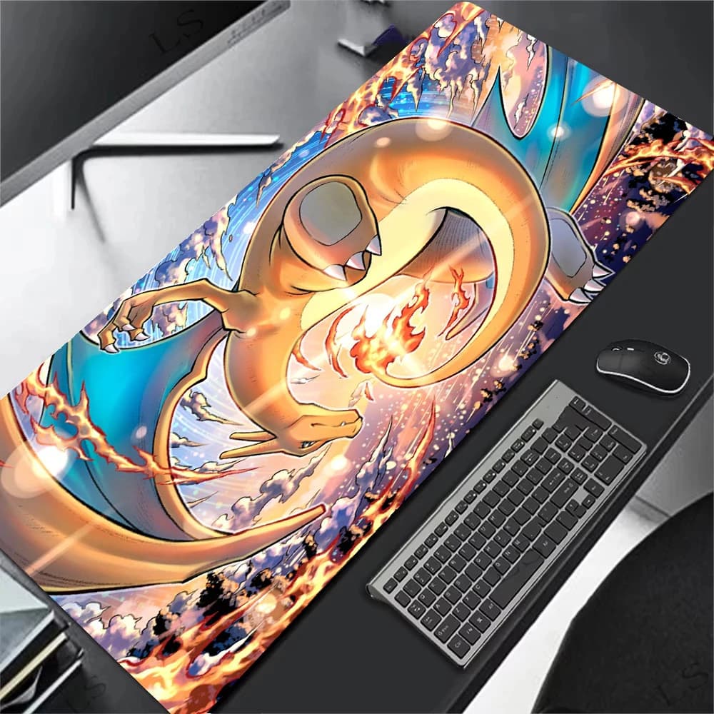 Tappetino per mouse Anime Charizard XXL Gamer Tappetino per mouse per computer Accessori da gioco P-Pokemons HD 900x400mm Tablet Varmilo Keyboard Edge