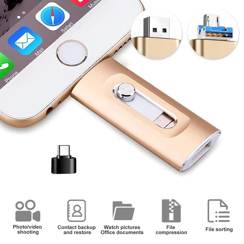 Chiavetta USB 3.0 per iPhone, Type-C, Android e PC, 4 in 1, memoria ultra-veloce da 64GB-1TB, chiavetta USB per foto, pen drive.