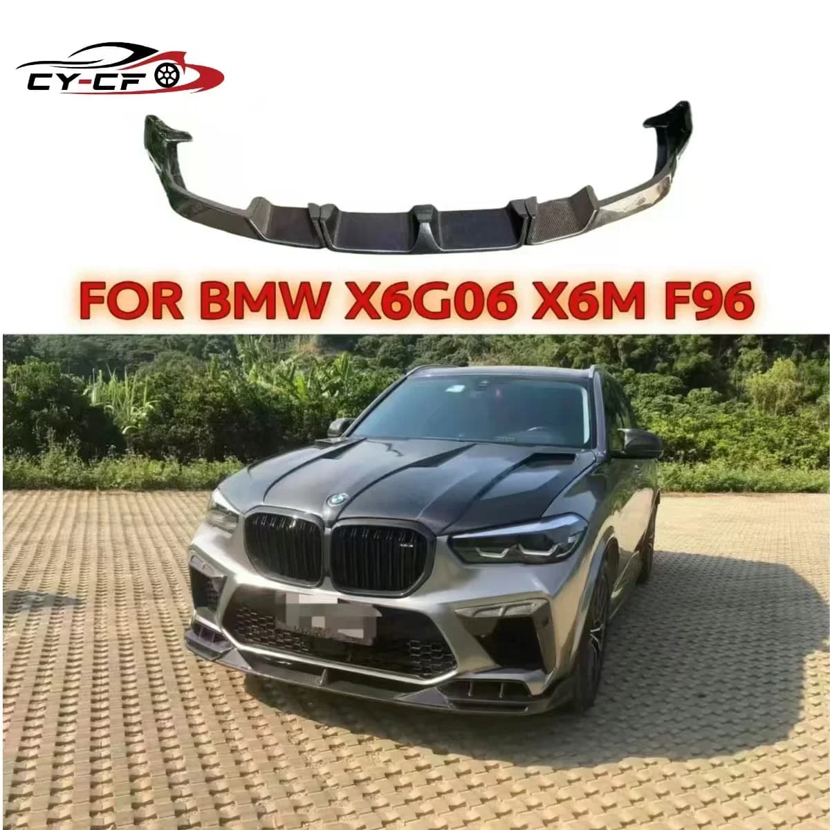 Spoiler Anteriore in Fibra di Carbonio per BMW F96 X6M 2019-2022, Splitter Paraurti, Diffusore, Protezione Tuning in FRP