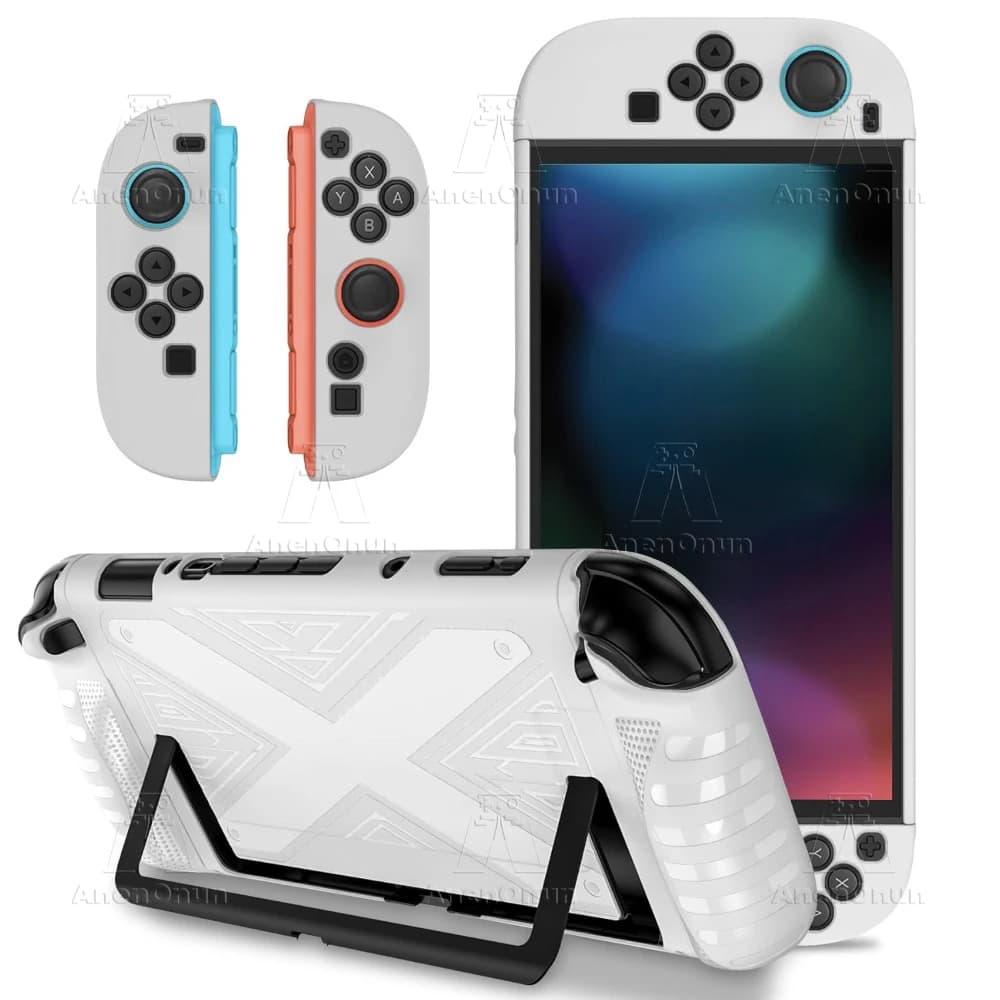 Switch 2 Custodia divisa in TPU + PC Impugnatura antiscivolo Copertura completa Pelle Antiurto Antigraffio Protezione completa Guscio morbido durevole - Bianco