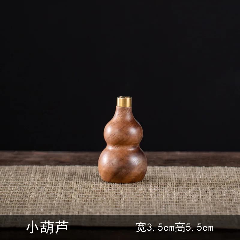 Creative Solid Tongcao Flower Diffuser Black Walnut Wood Aromatherapy Car Ornament Fragrance Essential Oil Small Gourd Diff