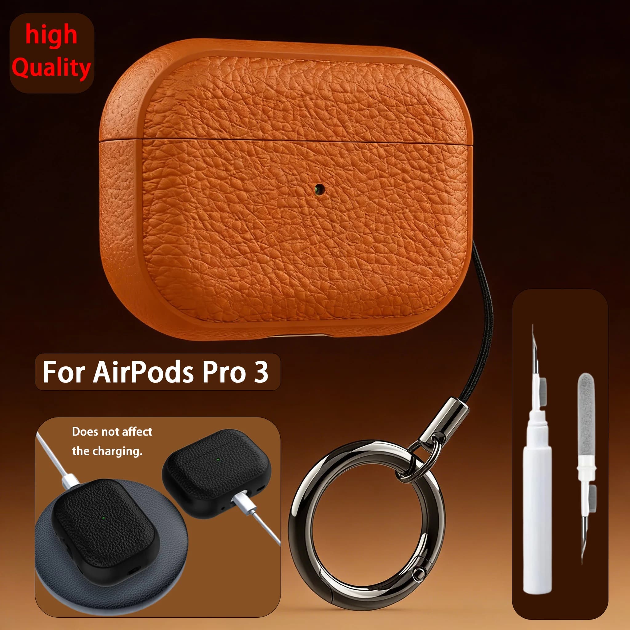 2025 New For Apple AirPods Pro 3 Case Soft TPU Leather Design Protective Cover For AirPods Pro3 Earphone Cases With Cleaning Kit