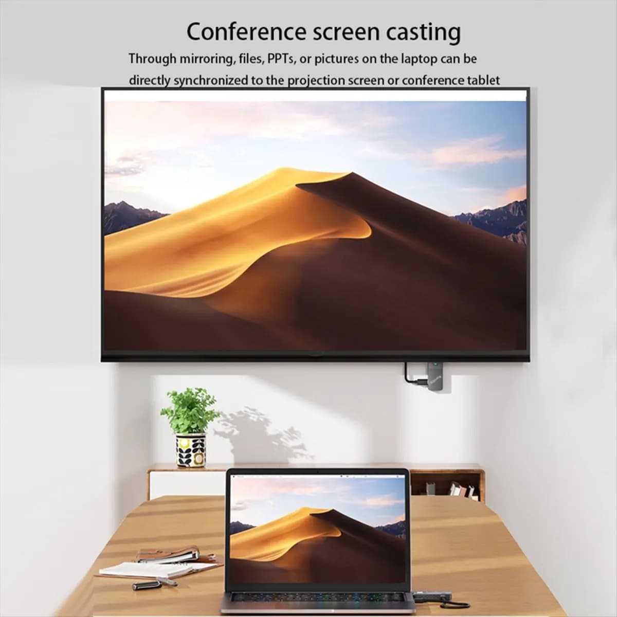 Puntual - Specchio schermo ricevitore trasmettitore HD wireless 5G per PC, TV, proiettore Streaming video liscio e facile installazione