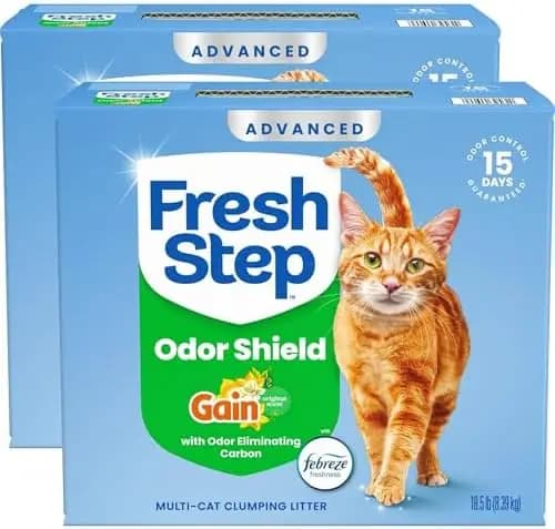 Lettiera Agglomerante Fresh Step con Febreze, Profumo Gain, 18.5 lb x 2