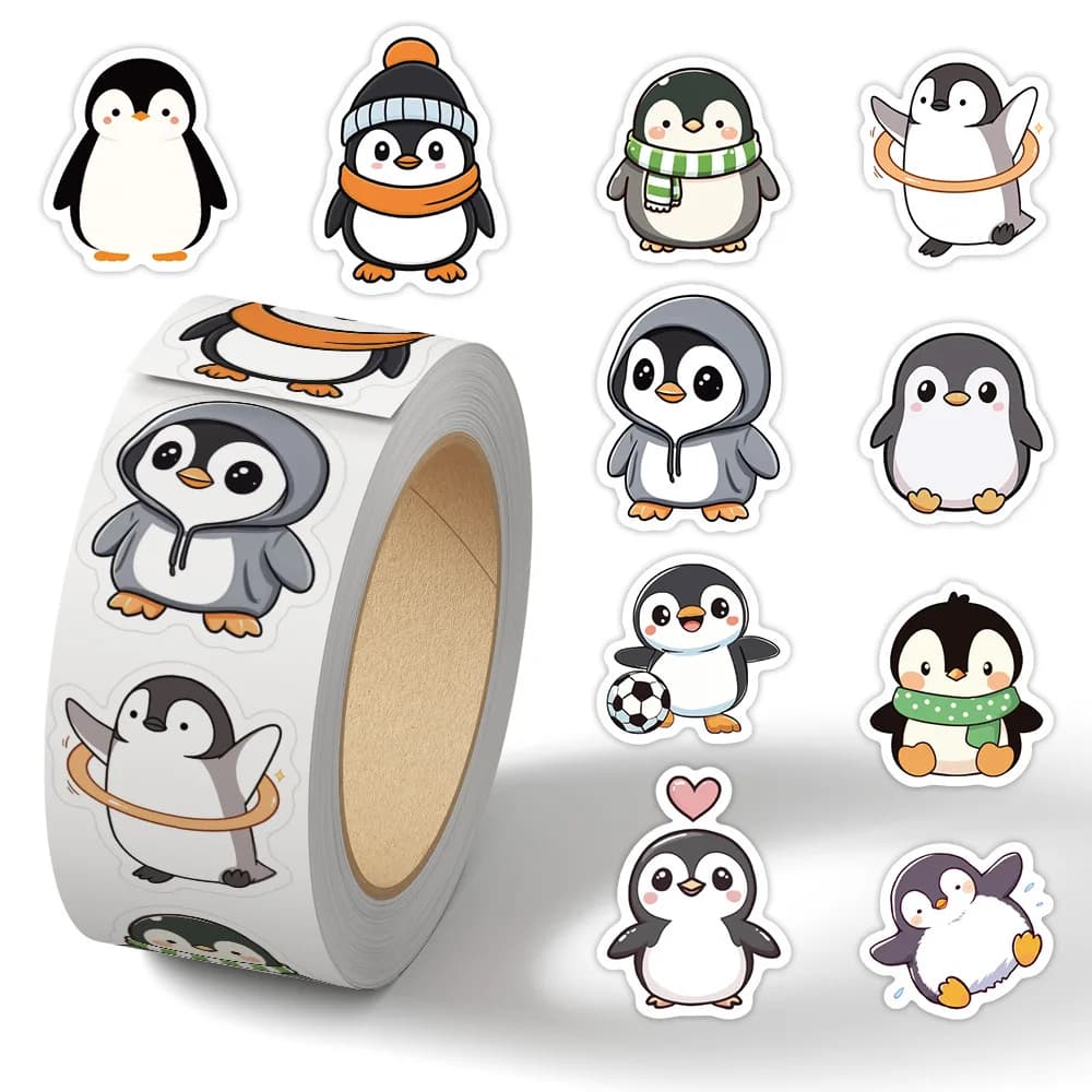 500 pezzi di adesivi animali pinguino cartone animato taccuino rimovibile adesivo graffiti decorazione regalo fai da te pacchetto di cottura busta etichetta