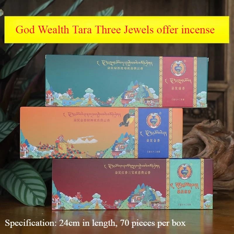 Incense Sticks Three Treasures Tara God Wealth Natural Handcrafted Buddha Hall Home Bedroom Offices Purifying Air Joss Stick
