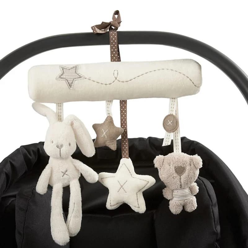 2025 Nuovo letto sospeso Coniglio Campana a mano per bambini Sedile di sicurezza Peluche Giocattolo di peluche multifunzionale Passeggino Regali mobili
