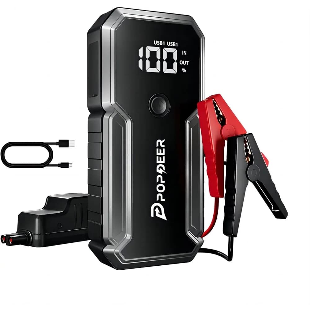Avviatore di emergenza, avviamento a ponticello per batteria da 2500 A portatile (8 litri di gas/6 litri diesel), caricabatteria per auto da 12 V, salta box con luce LED e 2 Stati Uniti