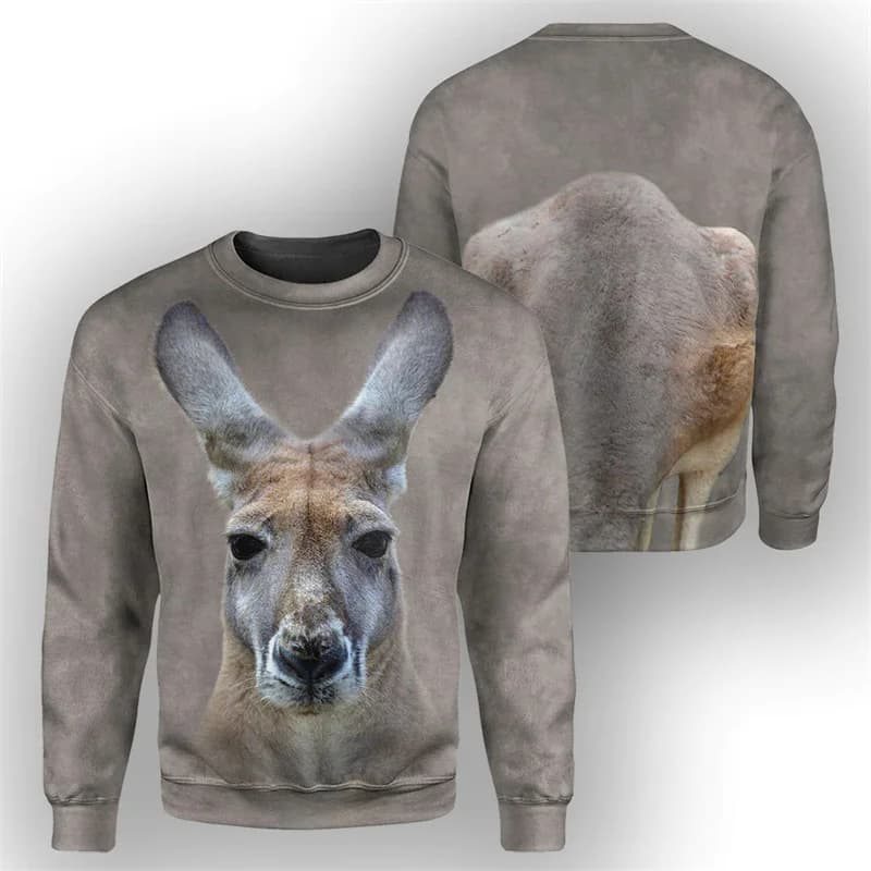 Rabbit Kangaroo Koala 3D Print Sweatshirt For Men Casual Giraffe Pig Graphics Pullovers Street Crew Neck Long Sleeve Hoodie
