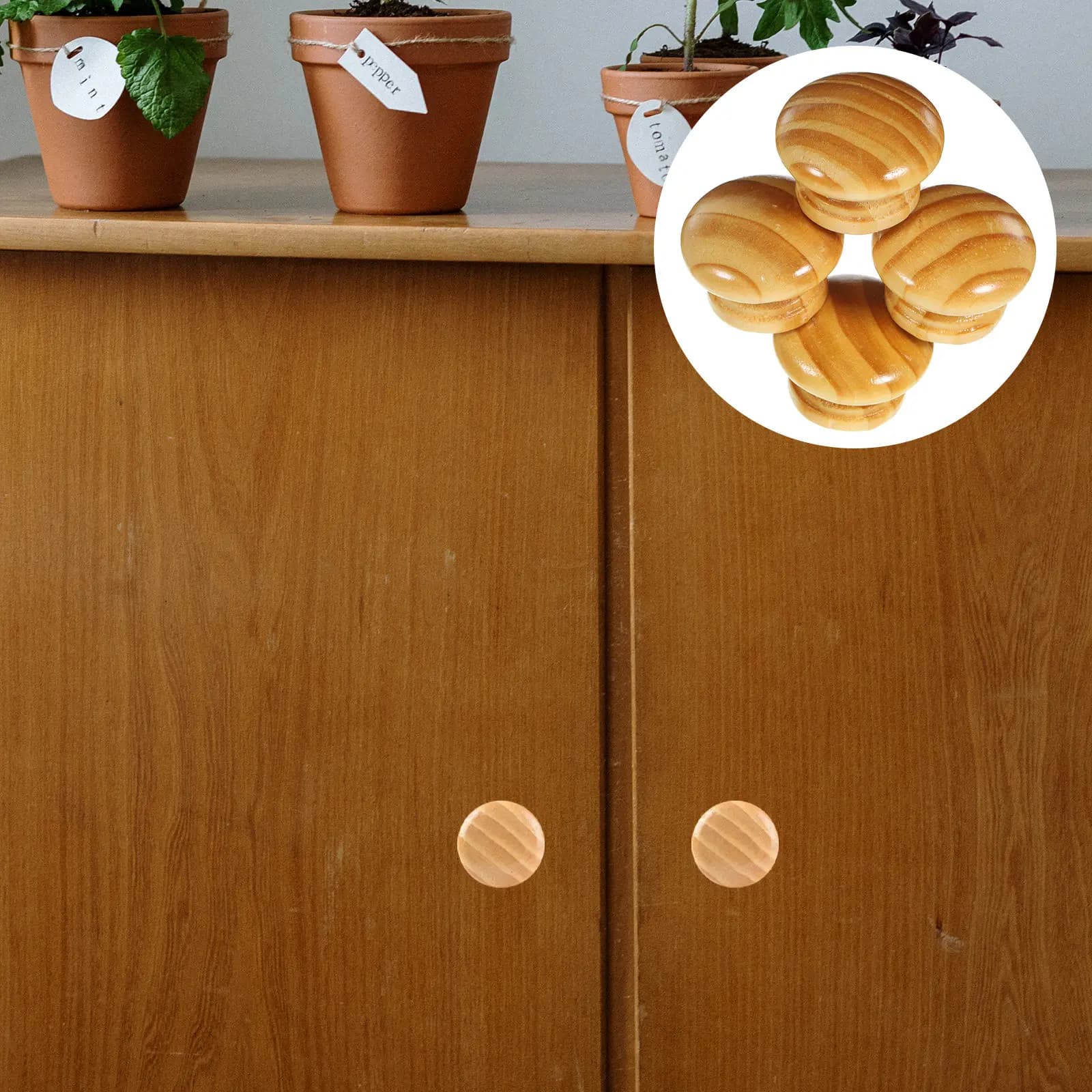 Maniglia per porta in legno massello, 4 pezzi, forma rotonda, pomelli per mobili, facili da installare, pomelli per cassetti in legno, parti per mobili, maniglia per porta