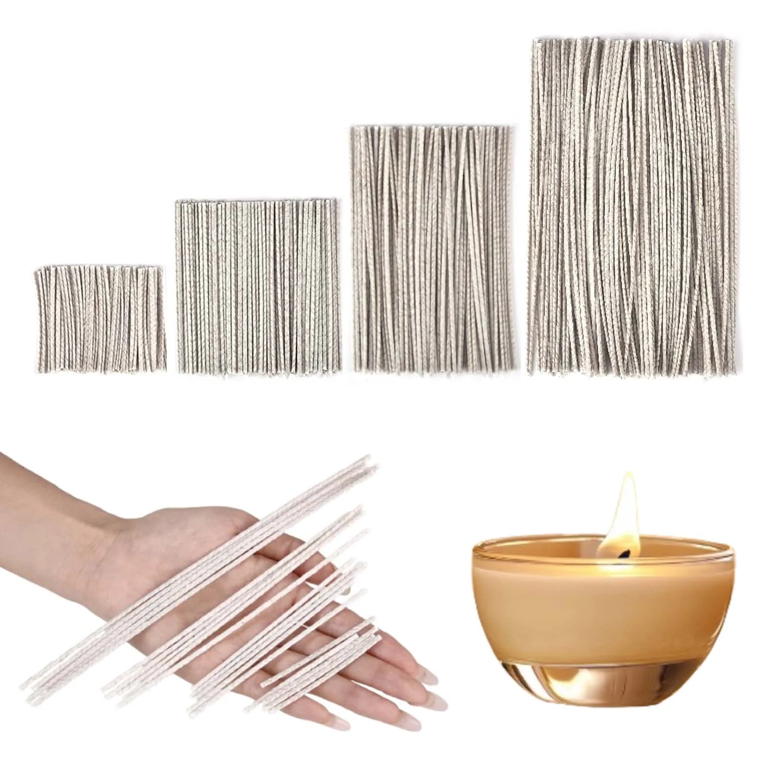 100Pcs 6/10/15/20Cm Waxed Cotton Candle Wicks Smokeless Wax Core DIY Soybean Wax Core Woven Kerosene Lamp Candle Making Supplies