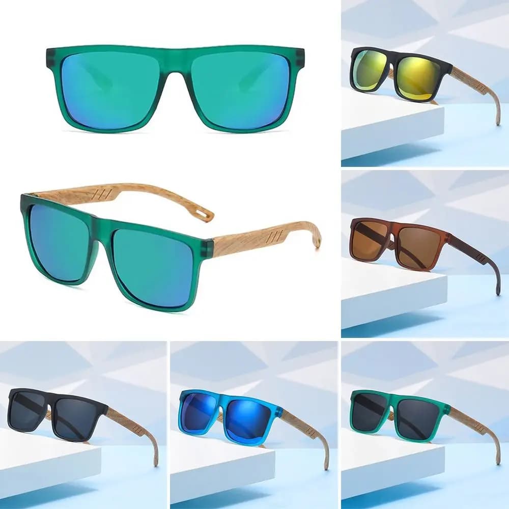 Nuovi occhiali da sole quadrati casual Cerniere a molla con venature del legno Protezione UV400 Occhiali giornalieri per esterni unisex