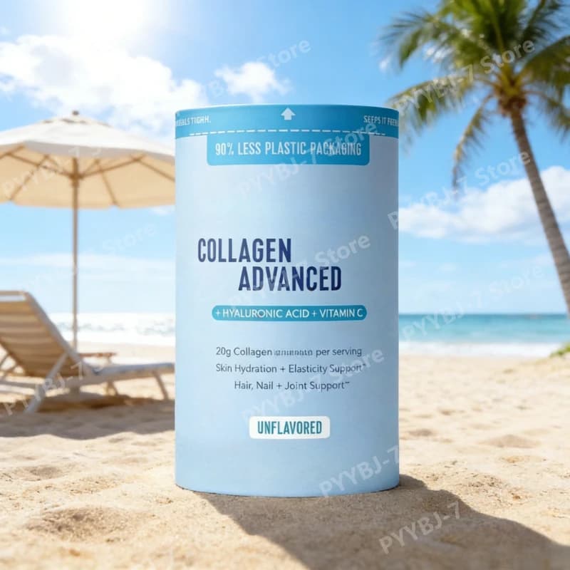 Collagene in polvere con acido ialuronico e vitamina C, senza aroma, 12 porzioni, integratore alimentare quotidiano per pelle, capelli e unghie