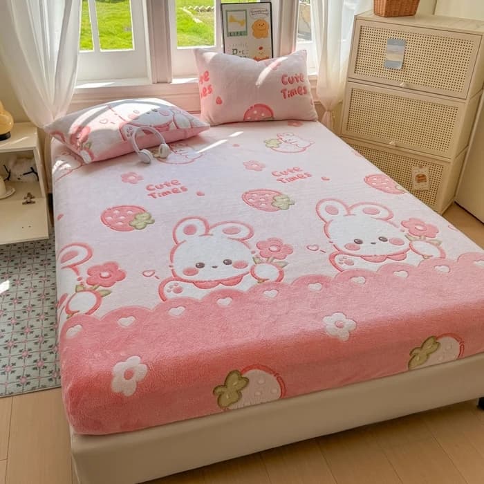 2025 Nuovo cappello da letto stampato in pile con fiocco di neve da 180 grammi Coprimaterasso in peluche di latte addensato e caldo per l'autunno e l'inverno
