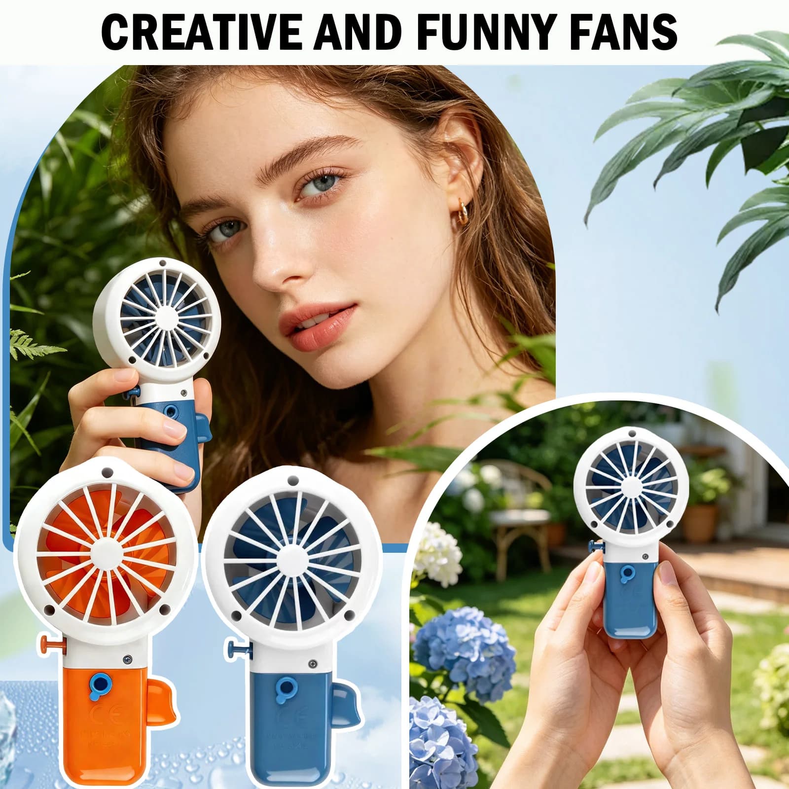 Portable Fan Mini Handheld Humidifier Fan USB Rechargeable Portable Handheld Mist Fan with Humidifier Mini Water Spray Hand Fans