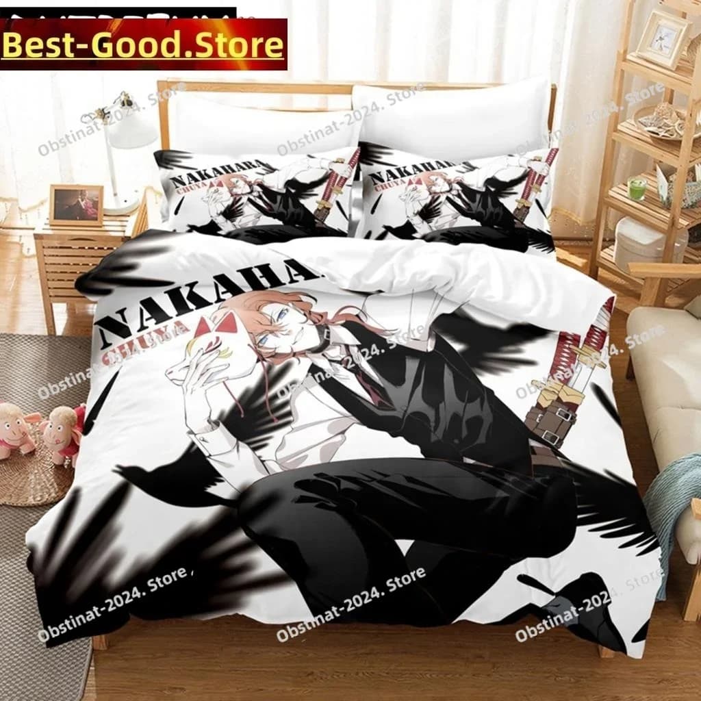 Anime Anime Bungo Stray Dog Set biancheria da letto Nakahara Osamu Copripiumino Queen Federa King Size Lenzuolo di lino Decor Biancheria da letto per la casa