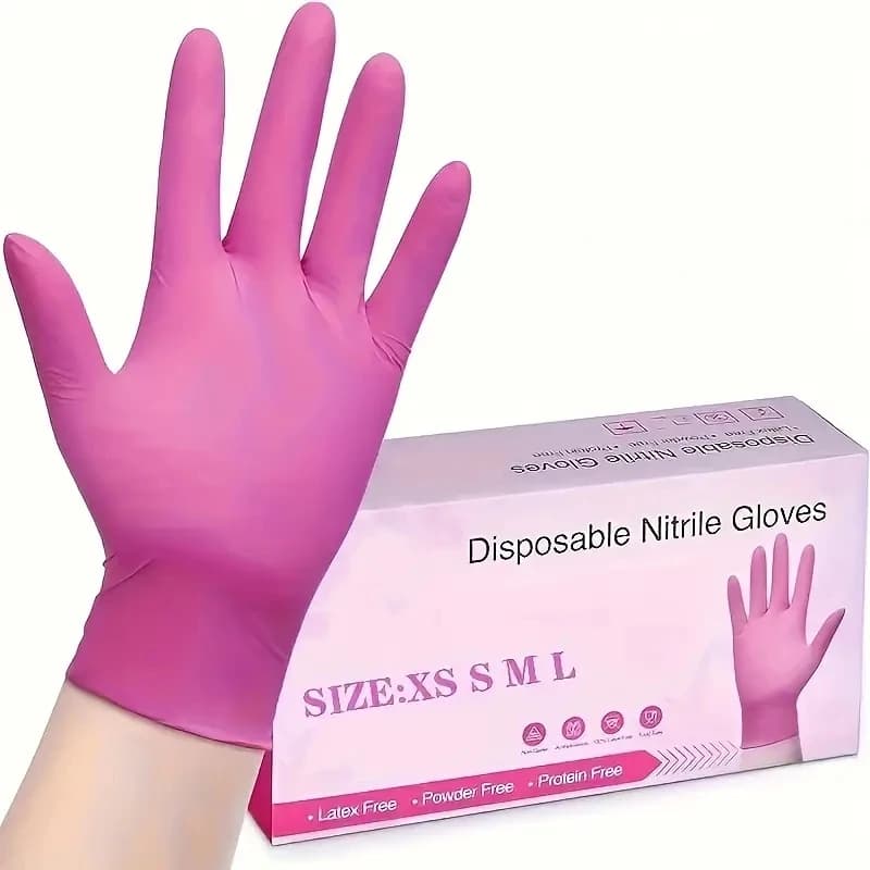 20/100PCS Guanti monouso in nitrile rosa Guanti per pulizia senza lattice per la cucina Cucina Bellezza domestica Petcare Guanti per tinture per capelli