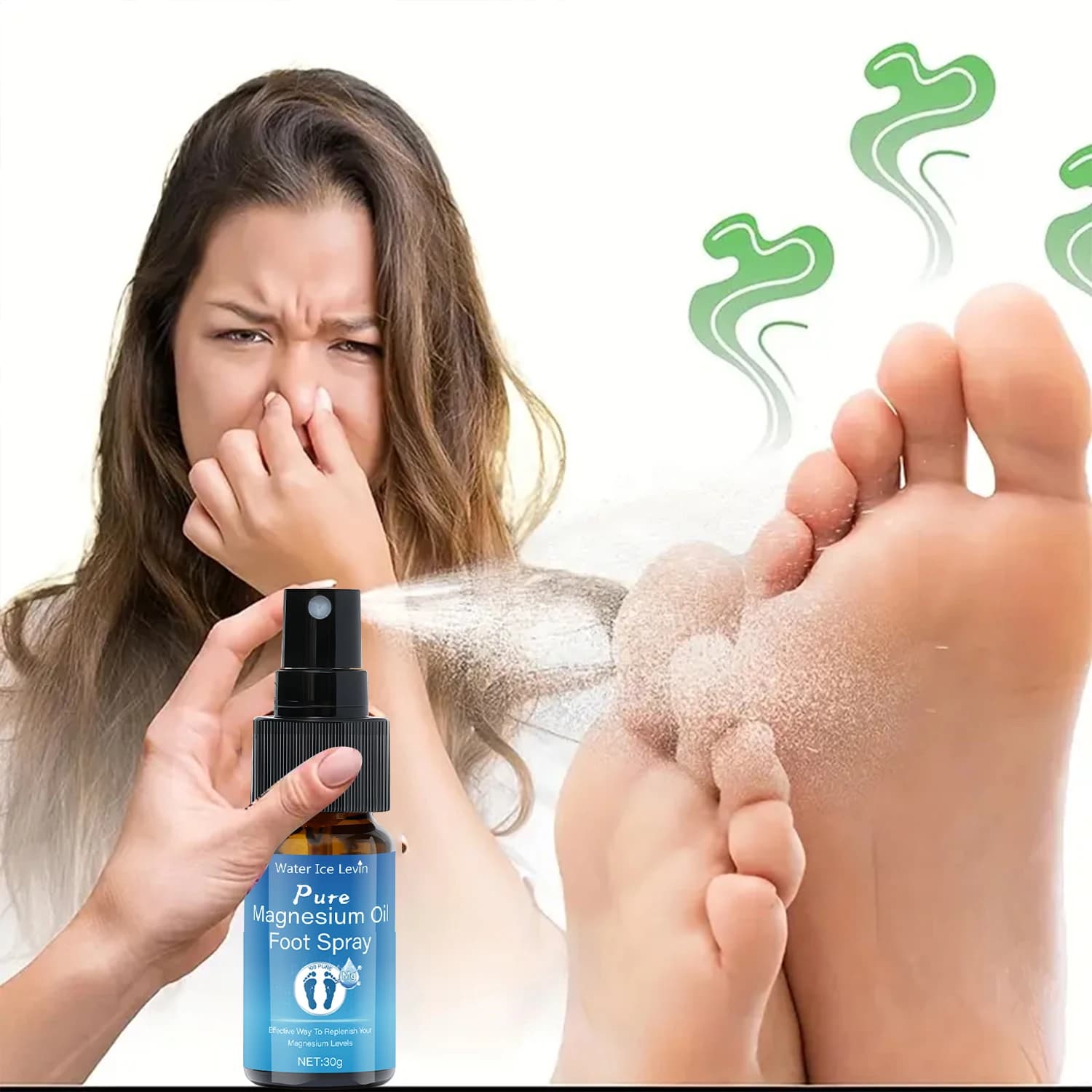 Spray for feet with pure magnesium oil with vitamin E - Care of the hydrating and fast absorption feet for an elastic and smooth skin