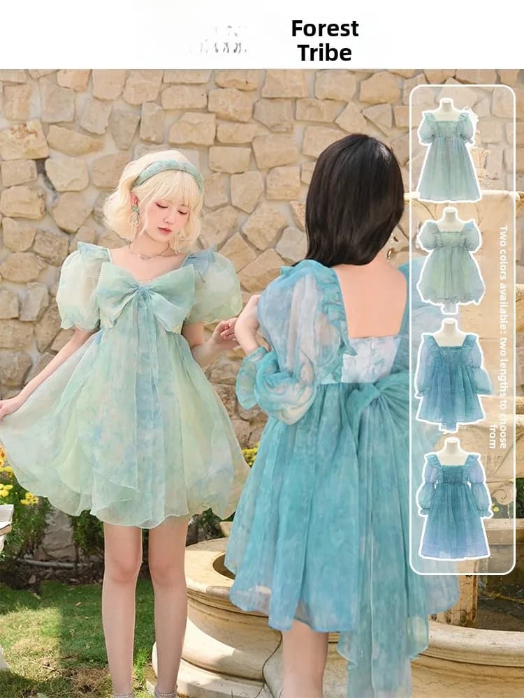 Sweet Princess Style Mesh Skirt Dress Puffy Netting Birthday Original Small Size Adorable High Waist Summer Casual A-Line Dress