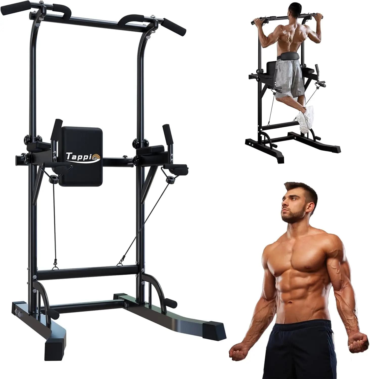 Barra per trazioni Power Tower per palestra di casa, stazione per barra per trazioni multifunzionale, stazione per Dip Bar per allenamento regolabile in altezza