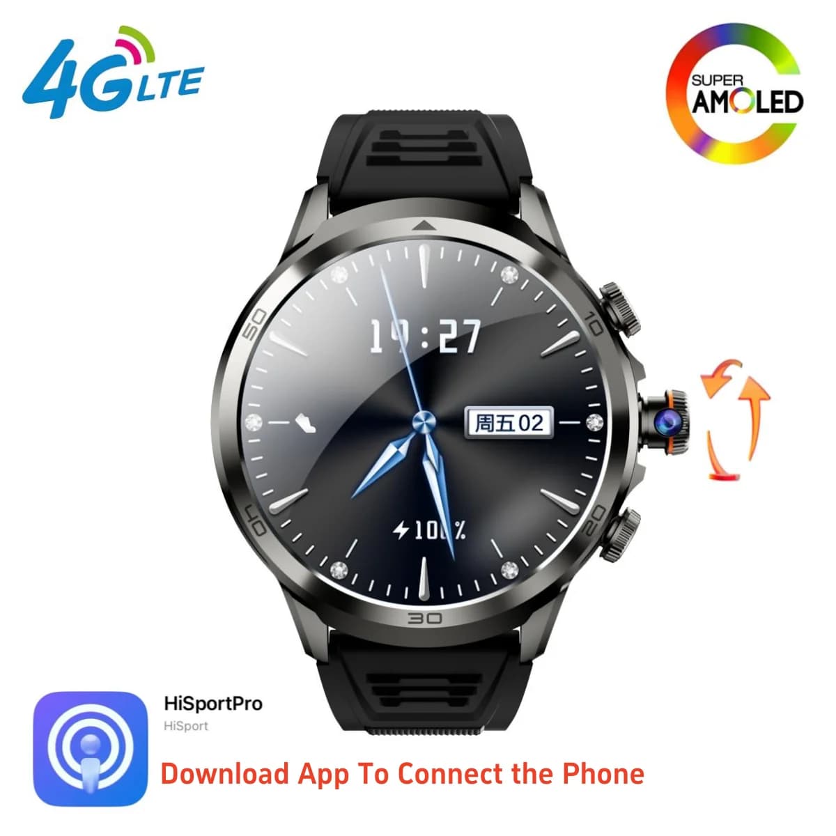 32GB+512GB Smartwatch 4G/5G LTE Android system 1.95inch Large Screen Rotary Camera GPS WIFI Global Call Men's Smart Watch