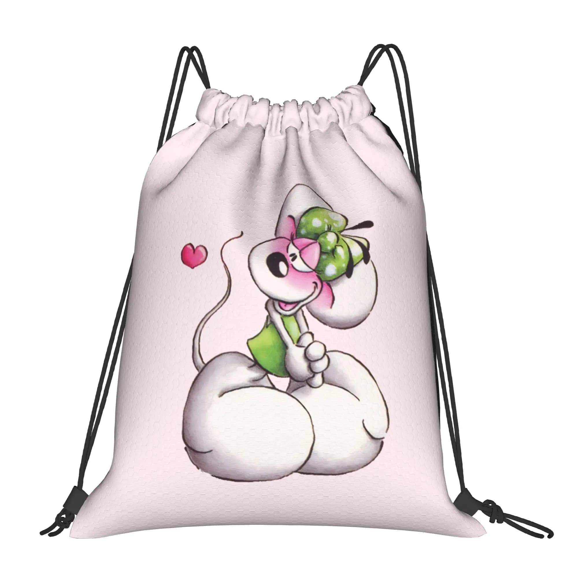 Cartoon D-Diddl Drawstring Bags, Sports Backpack, Gym Bag, Water Resistant Drawstring Bags for Cycling