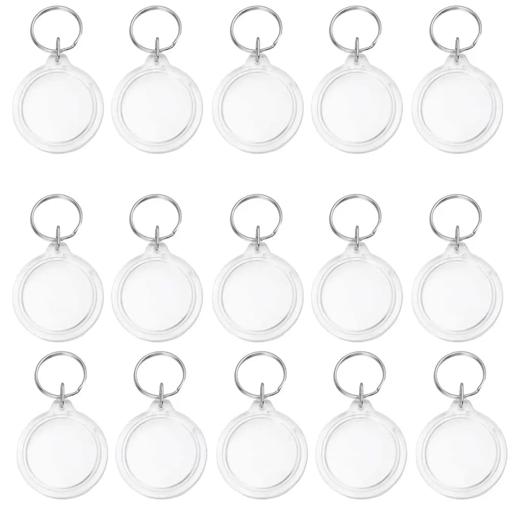 30PCS Circle Acrylic Photo Frame Keychain Snap-In Custom Insert Photo Acrylic Blank Picture Keyring Bag Charms for DIY Projects