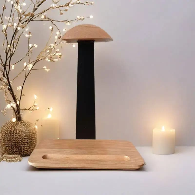 Solid Wood Headphone Stand Gaming Headset Holder Creative Desktop Earphone Hanger for Home Office & Internet Cafe Premium