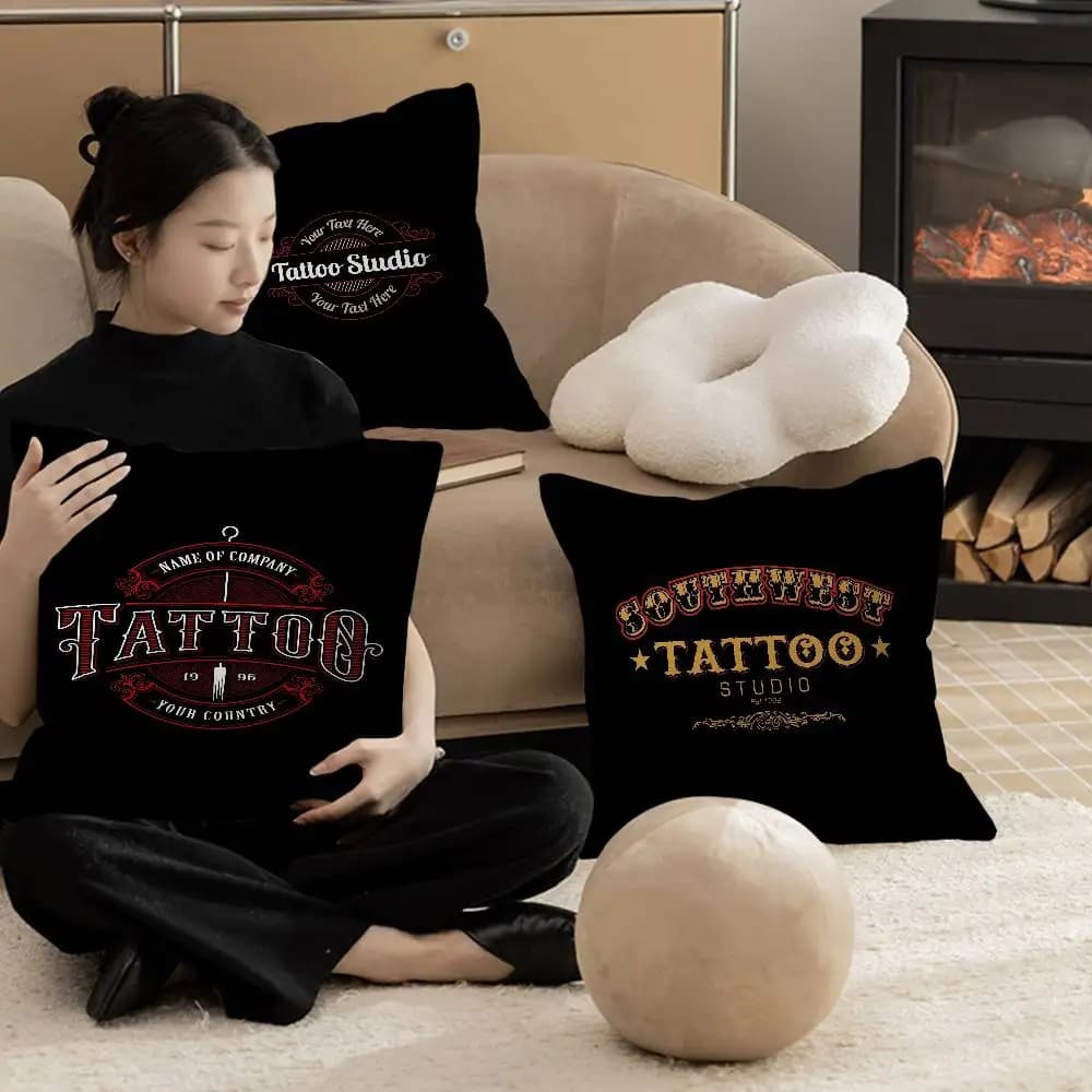 Fodera per cuscino con logo Tattoo Shop, cuscini per divano in poliestere, cuscini decorativi, decorazione per la casa, fodera per cuscino