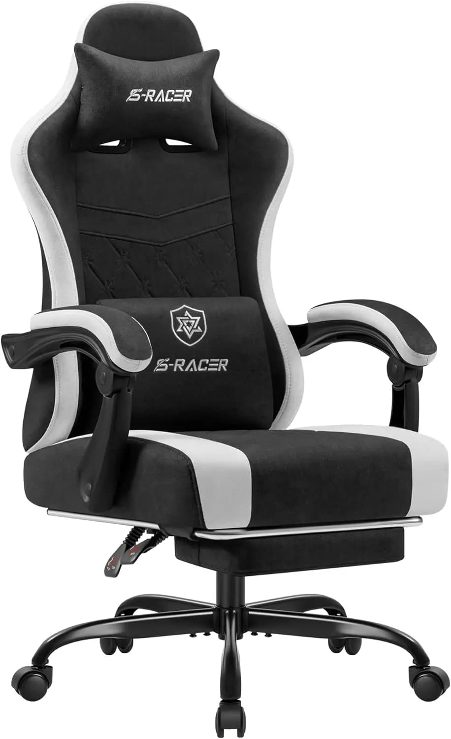 Sedia da Gaming con Massaggio e Poggiapiedi, Sedia Ergonomica da Ufficio, Stile Racing con Schienale Alto