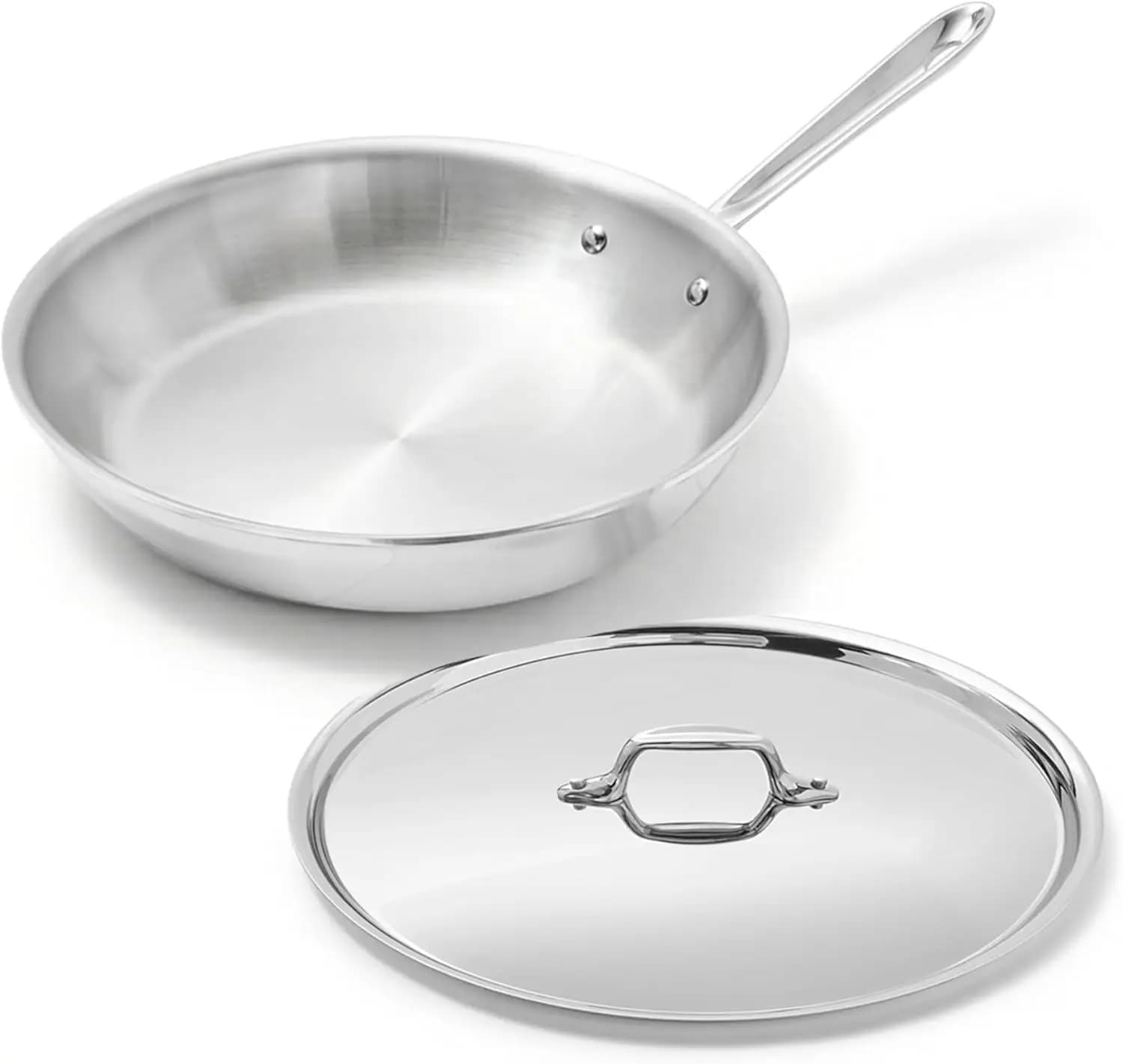 Padella in acciaio inossidabile da 10 pollici con coperchio - Prodotta negli Stati Uniti - La linea originale di pentole professionali Bonded - Adatta al forno e all'induzione