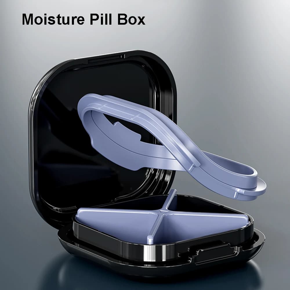 Portapillole Impermeabile con 4 Scomparti, Organizzatore Portatile per Medicine, Vitamine e Integratori, Contenitore per Pillole da Viaggio