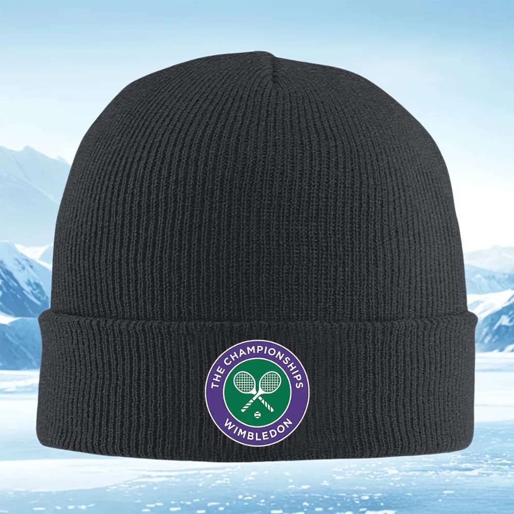 Cappello in maglia unisex con logo dei Campionati di Wimbledon e palla da tennis, berretto invernale termico caldo per uomo e donna, ideale per Natale