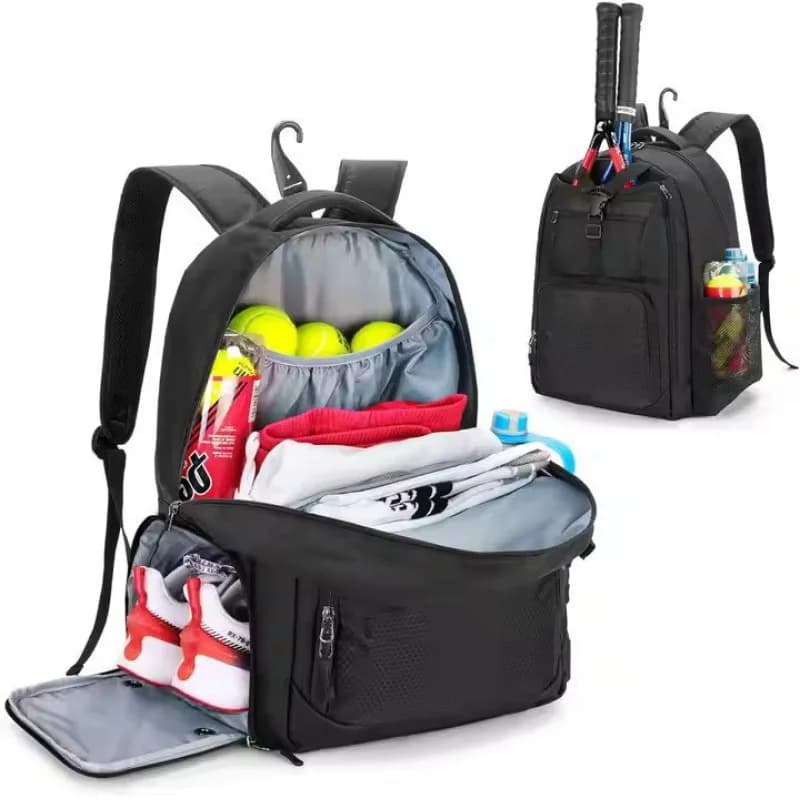 Large Baseball Backpack for Young People, Softball Masses Bag with Shopping Bag for Helmet and Glove, 2 Cups for Mussels, Black Unisex Sports Bag