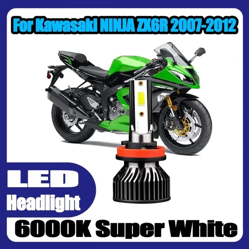 1X 20000LM High Power Motorbike Lamp 6000K White Motorcycle LED Headlight For Kawasaki NINJA ZX6R 2007 2008 2009 2010 2011 2012