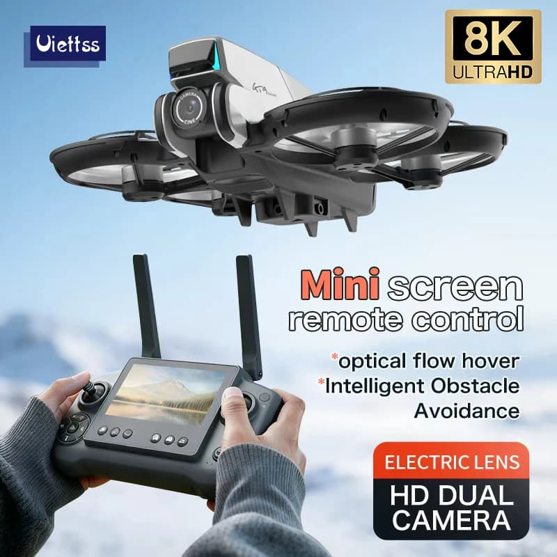 Nuovo Drone FPV GT9 con Schermo RC, Fotocamera 8K Brushless, EIS Anti-Shake, Flusso Ottico, WiFi, Evitamento Ostacoli, Quadricottero RC