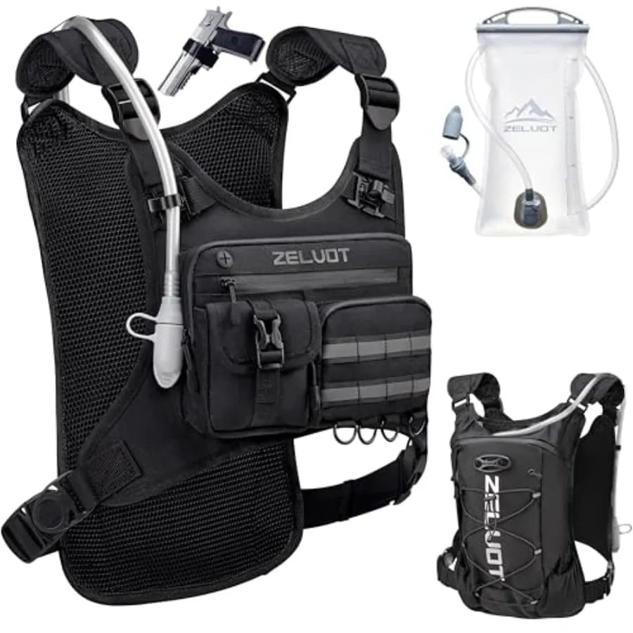 Gilet da Corsa con Sacca d'Acqua da 2L, Zaino Idratazione da 12L con Portaoggetti, Brevetto di Design USA, Zaino Idratazione Leggero, Riutilizzabile