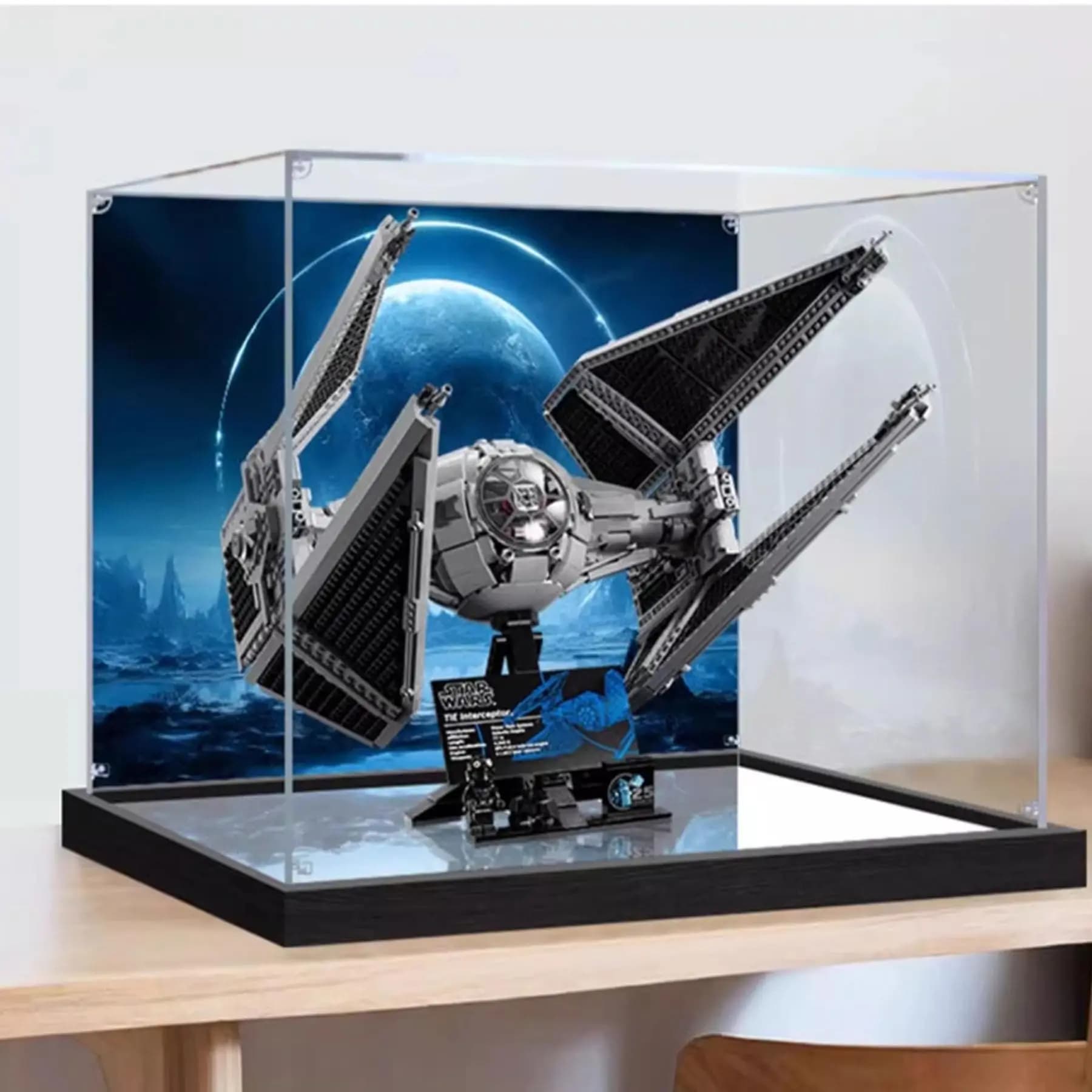 Scatola da esposizione in acrilico trasparente compatibile con il modello di interceptor Lego 75382, scatola di immagazzinaggio da collezione con vetrina antipolvere (solo scatola)