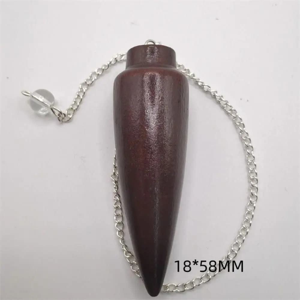 Nuovo design in legno naturale pendolo in legno amuleto guarigione Reiki pendolo pendente rabdomanzia con catena modello cono rotondo