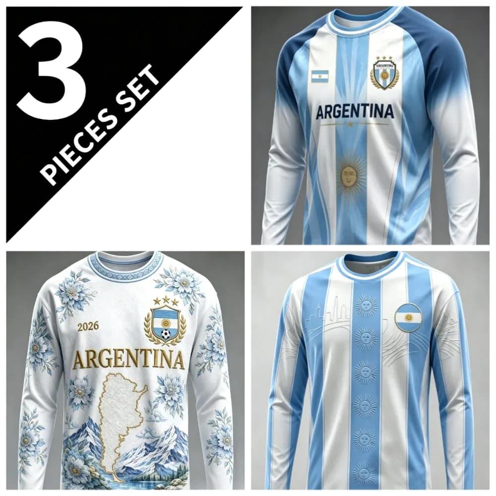 2026 New Argentina Style T-shirt Summer Outdoor Football Jersey Sports Long Sleeve Breathable Quick Dry Casual Tops Tees Unisex
