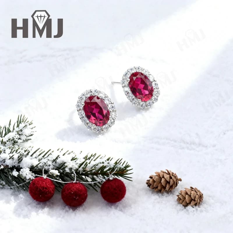 Orecchini con taglio ovale con rubino/Zaffiro/Lab Grown Columbia Smeraldo Eleganti gioielli con pietre preziose VVS1 Perfetto regalo di Pasqua di Natale per le donne