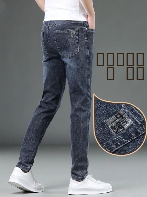 Jeans da uomo slim fit elasticizzati alla moda ricamati, nuovi modelli primavera estate, pantaloni lunghi resistenti all'usura, stile giovanile