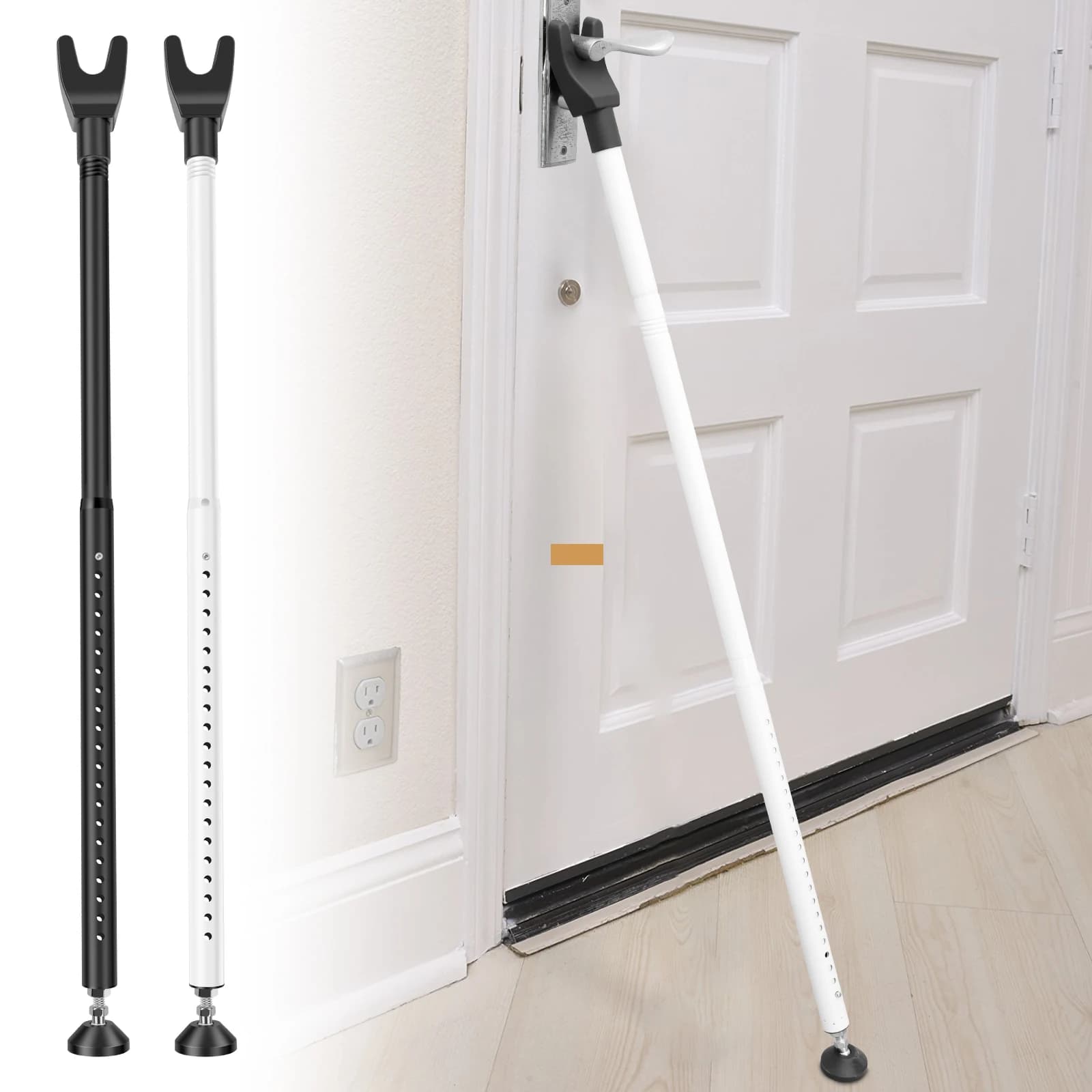 Barra di bloccaggio per porta scorrevole Barra di sicurezza per porta regolabile da 44-55 pollici Fermaporta rimovibile Barra per porta di sicurezza per patio Jammer per porta in vetro