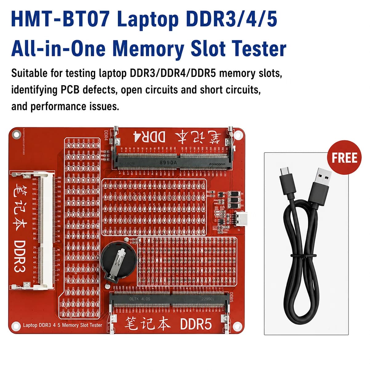 Notebook Memory Tester Support DDR3 DDR4 DDR5 Laptop RAM Module Fault Detector Test PCB Defects Impedance Damage Open Circuit Sh