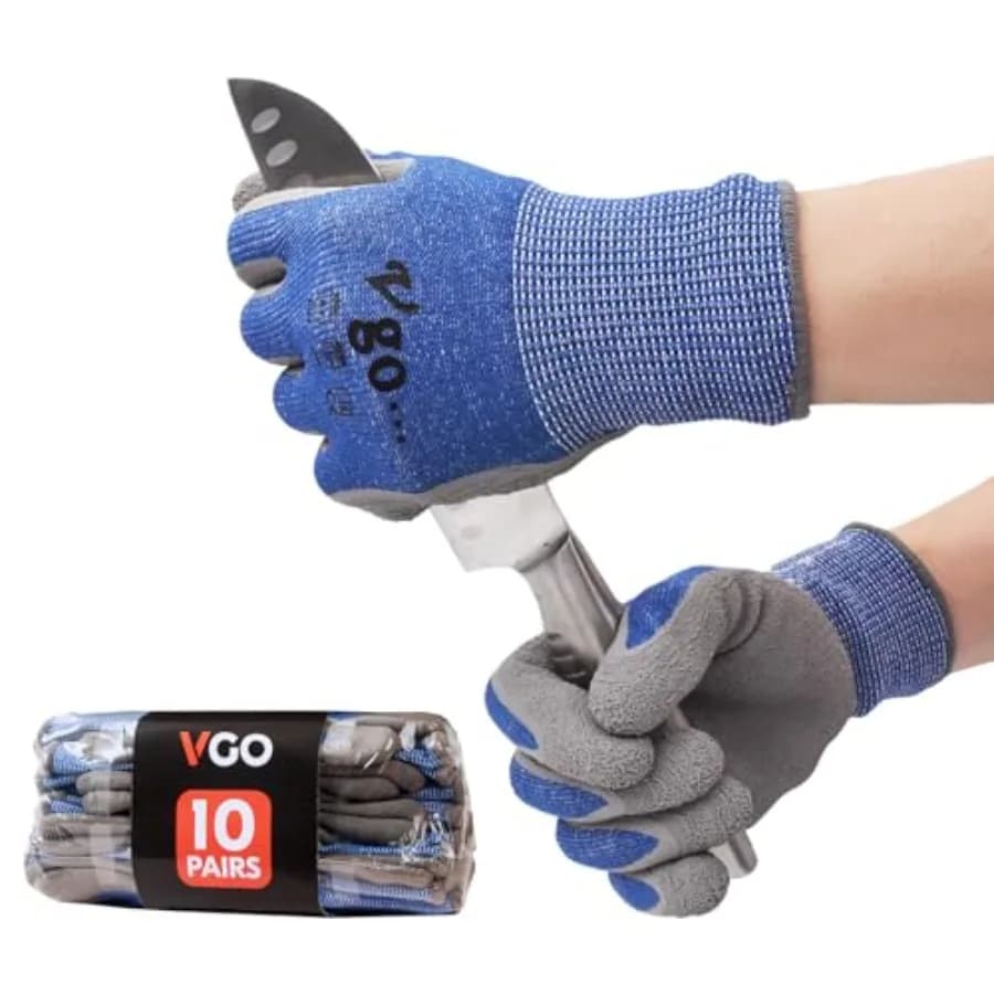 Guanti Antitaglio Vgo... Guanti da Lavoro Antitaglio per Uomo e Donna, Rivestiti in Lattice EN388 Livello C ANSI Livello A3 RB2148HY BLU