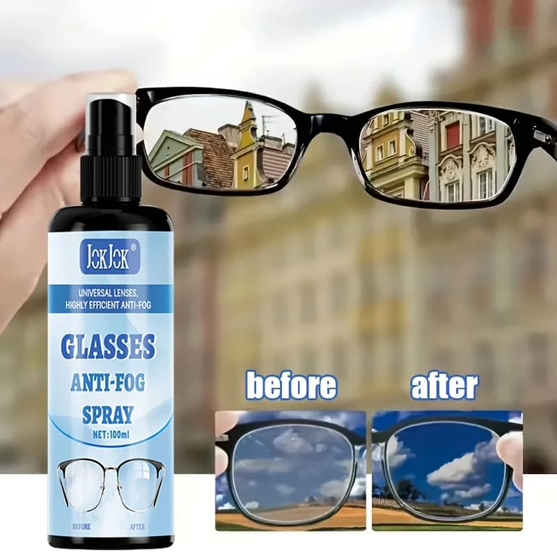 100 ml multipurpose fog spray, long lasting fog removal, clear vision, suitable for swimming goggles, ski glasses, sports glasses