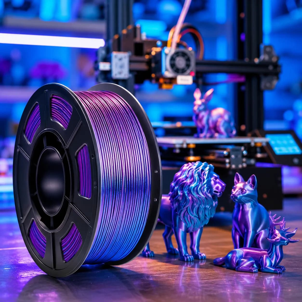 Filamento PLA Antinsky 250g Bicolore Blu e Viola 1.75mm Gradiente per Stampa 3D