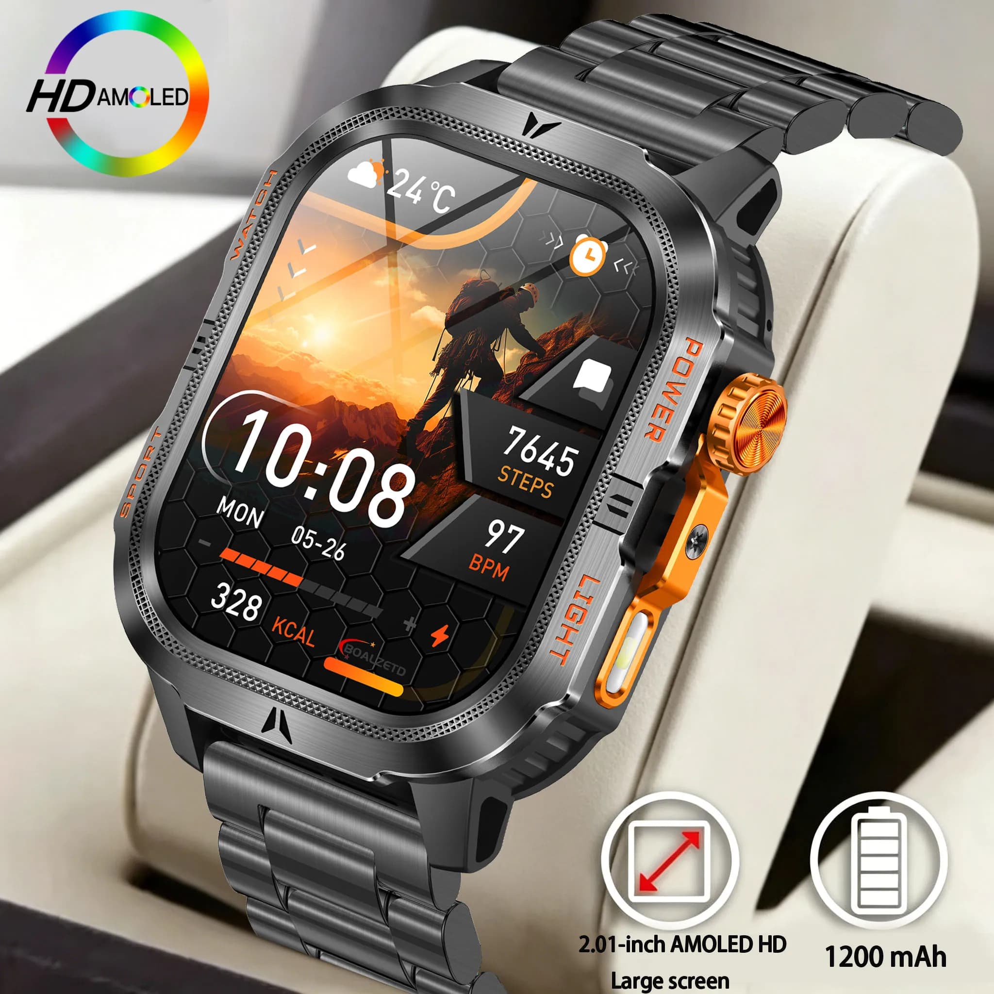 New GPS Smartwatch Man's Robust for Exterior 2026, 1200mAh Battery, IP68 Waterproof, Wireless Calls, Cardiaca and SpO Frequency Monitoring, Fitness Watch